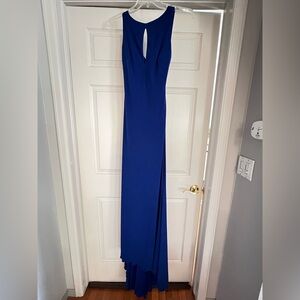 JVN royal Blue Sleeveless Gown with keyhole neckline